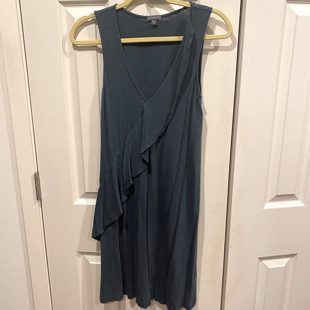 Lilla P ruffle front knit dress